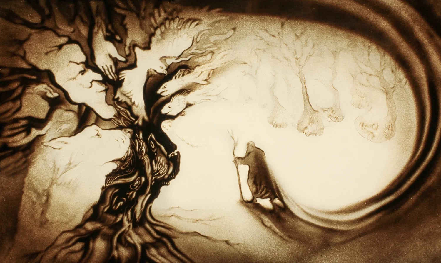 Sand Elf – Sandanimationskünstlerin – Dieses Bild zeigt das Innere eines historischen Opernhauses im europäischen Stil.